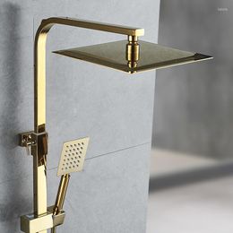 Bathroom Shower Sets Bright Golden Rain Faucets Set Thermostatic Faucet Tap System Brass/304 Stainless Steel Material Spray Gun