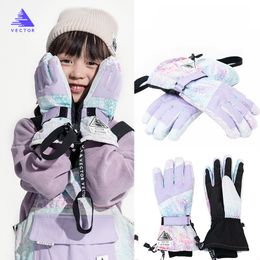 Ski Gloves Five Fingers Gloves Girls Boys Waterproof Warm Cycling Snow Kids Windproof Skiing Snowboard Winter Professional Thermal Ski 221123