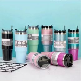 Diamond Painted Double Layer Stainless Steel Tumblers Car Travel Thermos Cups 30oz Water Bottles Coffee Mugs UPS/FEDEX/DHL A0027
