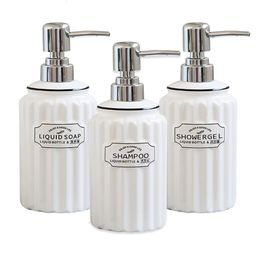 Liquid Soap Dispenser Ceramic Hand Sanitizer Bottle Shower Gel Shampoo Lotion Press High-end Bathroom Storage 221123