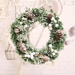 Decorative Flowers Christmas Door Wreath Home Decor 12Inch With Pine Cones Bell Weatherproof Indoor/Outdoor