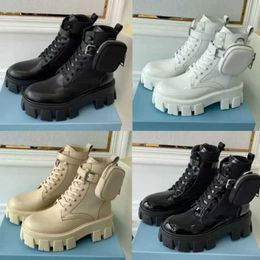 Uomo Donna Designer Rois Stivali Stivaletti alla caviglia e stivali in nylon Stivali da combattimento di ispirazione militare Bouch in nylon staccabile attaccato Stivale di media lunghezza all'aperto 35-46 NO43