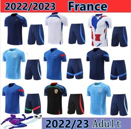2022 2023 MBAPPE BENZEMA football tracksuit shirt 3/4 pants 22 23 maillots de football Short sleeve jogging soccer Training suit