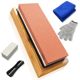 Sharpeners 1-7Pcs Sharpening Stone Knife Sharpener Grit240-8000# Whetstone Professional Grindstone Set Wood Base Angle guide Polishing 221122