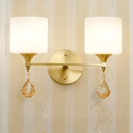 Wall Lamps Jmzm Copper Lamp Bedroom Bedside Aisle Double Head Single LED Bathroom Light Living Room Fixtures