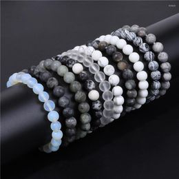 Strand Matte Natural Stone Beads Bracelet Men Classic Beaded 8mm Malachite Fluorite Bracelets Bangle Women Energy Jewellery