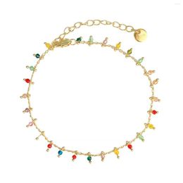 Anklets KELITCH Crystal Beadsl Anklet Woman Gold Colour Chain Colourful Fashion Summer Beach Girl Foot Leg Jewellery Accessories