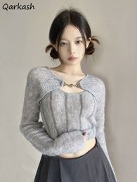 Two Piece Dress Women Two Piece Sets Sweet Girls Ins Fall Knitted Camisole Cropped Cardigans Y2k Slim Young Fashion Stylish Soft Chic 221123