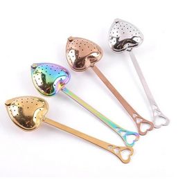 UPS Decompression Toy Stainless Strainer Heart Shaped Tea Infusers Teas Tools Teas Philtre Reusable Mesh Spoon Steeper Handle Shower Spoons F1123