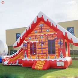 outdoor activities 6x4m Giant Inflatable Christmas House Santa cabin grotto with Beautiful Printing