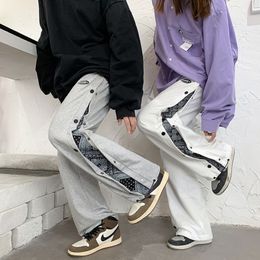 Men's Pants pants high street fashion Harajuku cashew flower breasted Korean American oversize sweat joggers men 221122