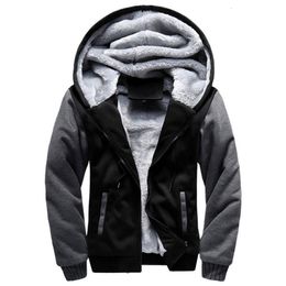Men's Hoodies Sweatshirts Winter Thick Warm Fleece Zipper Coat Sportwear Male Streetwear 4XL 5XL 221123