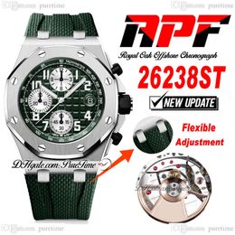 APF 42mm 2623 A3126 Automatic Chronograph Mens Watch Steel Case Green Textured Dial Silver Subdial Rubber Super Edition Puretime Strap Exclusive Technology A1