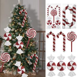 Christmas Decorations Large PVC Candy Christmas Pendant Xmas Tree Hanging Cane Red And White Painted Decorations for Home Christmas Party Supplies 221123