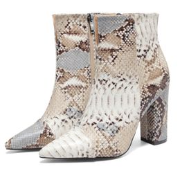 Stivali Donna Tacchi larghi con stampa serpente Caviglia Tacchi quadrati Autunno Inverno Scarpe a punta Scarpe da donna Chelsea 42 WSH4202 221122