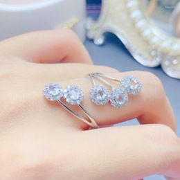 Cluster Rings Special Price For Products Natural Aquamarine Women's Ring Crown Design 925 Sterling Silver