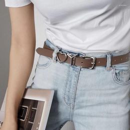 Belts Hip-Hop Simple Women Tide Cool Belt Triangle Round Love Pendant Buckle All-Match Casual Jeans Dress Ins Style