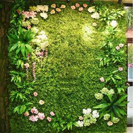 Decorative Flowers Wreaths Artificial Plant Lawn DIY Background Wall Simulation Grass Leaf Wedding Decoration Green Wholesale Carpet Turf Home Decor 221122