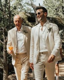 Mens Suits Blazers Summer Beach Casual Linen Costume Homme Wedding Slim Fit Men Masculino Terno Tuxedo Groom Prom Blazer 2 Pcs JacketPant 221123