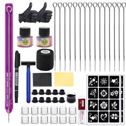 Tattoo Machine Hand Poke and Stick Tool Kit Pen Including Needles DIY Tools Accessories 221122