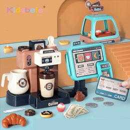 Kitchens Play Food Children Kitchen Toys Coffee Machine Toy Set Simulation Bread Cake Pretend Shopping Cash Register For Kids 221123