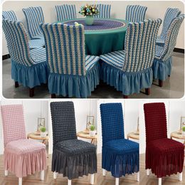 Chair Covers Bubble Lattice Elastic Plaid With Skirt Dining Slipcover Stretch Seat Cases For Office Wedding Party Kitchen