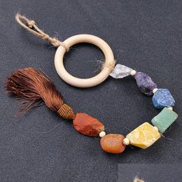 Pendants 7 Chakra Yoga Tumbled Natural Stone Car Wall Hanging Pendant Tassel Gemstone Handmade Healing Home Window Hang Ornament Dec Dhd2Y