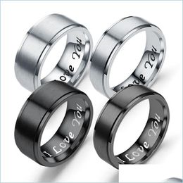 Band Rings Matte Stainless Steel I Love You Ring Band Engagement Rings For Women Mens Fashion Jewelry Drop Delivery Dhnlf