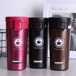 Water Bottles 380ml Double Stainless Steel 304 Coffee Mug LeakProof Thermos Travel Thermal Cup Thermosmug Bottle For Gifts 221122