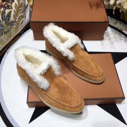 Boots Top Quality LP Winter Wool Warm Round Toe Fleece Ladies Fashion Snow Comfort Loafers Single Casual Women's 221122