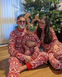 Family Matching Outfits Mother Father Kids Christmas Pyjamas Set Elk Pattern Casual Loose 2 Pieces Suit Baby Rompers Xmas Look 221122