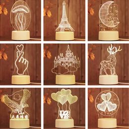 3D Night Light Creative Led Bedroom Decoration Small Table Lamp Romantic Colorful Pattern Bedroom Decoration Gift Home Decor Lamp P1123