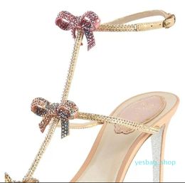 Materiali di altissima qualità Sandali con gioielli Rene Scarpe CATERINA Caovilla Décolleté con fiocco in cristallo da donna Suole glitterate Lady High EU35-42