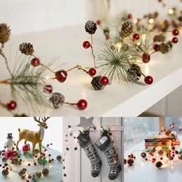 Christmas Decorations Pine Cones Garland Wreath Xmas Battery Operated LED String Light Decor Ornaments Home Outdoor