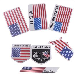 3D Aluminium USA Flag Emblem Badge Logo Car Sticker American Map Waterproof Decal for Car Body Window Motorcycle Home Decoration