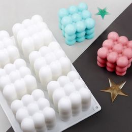 6-Cavity Rubik's Cube Silicone Mould DIY Aromatherapy Candle Pudding Mousse Cake Dessert Reusable Kitchen Baking Tools MJ1156