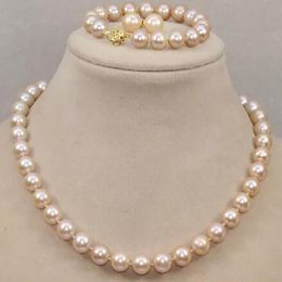 Elegant 10-11mm natural south sea pink pearl necklace Bracelet Earring 18 inch
