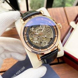 Skeleton Watch Men Watch 42mm Automatic Mechanical WristWatches Leather Business WristWatch Montre De Luxe