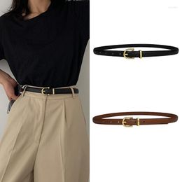 Belts Women's Belt Gold Geometric Metal Buckle Waist Simple Thin Leather For Women Ladies Jeans Dress Accessories