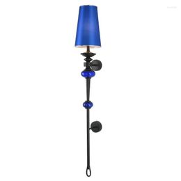 Lâmpada de parede Big Blue Lampshade LED Light BARLING Sala de estar El Club Deco Black Stair Great Multi-Color