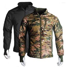 Outdoor Jackets Hiking Soft Shell Clothes Tactical Jacket Mens Windbreaker Hooded Military Fleece Windproof Camouflage