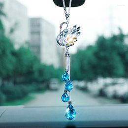 Interior Decorations Car Rear View Mirror Pendant Tears Of Godness Crystals Swan Beautiful Crystal Hanging Accessories For Girls Gift