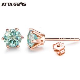 Stud Coloured Earrings 1ct D Colour Ideal Cut Lab Created Diamond 18K Rose Gold Plating for Women with GRA 221119