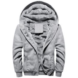 Men's Hoodies Sweatshirts Mens Winter Thick Warm Coat Men Casual Fashion Solid Colour Fleece Jacket Male Fur Liner Tracksuits 221123
