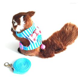 Dog Collars Stripe Bow Chinchilla Hamster Small Pet Squirrel Harness Cartoon Vest Clothes With Lead Leash Rope Collar For Mouse 29