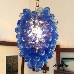 Grape Shape Pendant Lamps 24x32 Inches Blue Color Luxury Art Hand Blown Glass Chandelier Light Murano Style Glass Chandeliers Lighting Fixtures LR1288