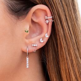 1PC New Stainless Steel Hoop Earrings For Women Small Chain Tassel Pendant Cartilage Earring Piercing Jewellery