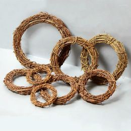 Decorative Flowers 1pcs Xmas Home Decor Natural Rattan Wreath Christmas Crafts Decoration Spring Wedding Garland Round