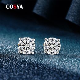 Stud COSYA 031 Carat D Colour Screw Earrings For Women 100% 925 Sterling Silver 4 Prong Fine Jewellery 221119