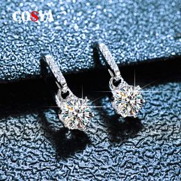 Charm COSYA Real 05ct 5mm Drop Earrings For Women 100% 925 Sterling Silver Snowflake Diamond Party Fine Jewelry 221119
